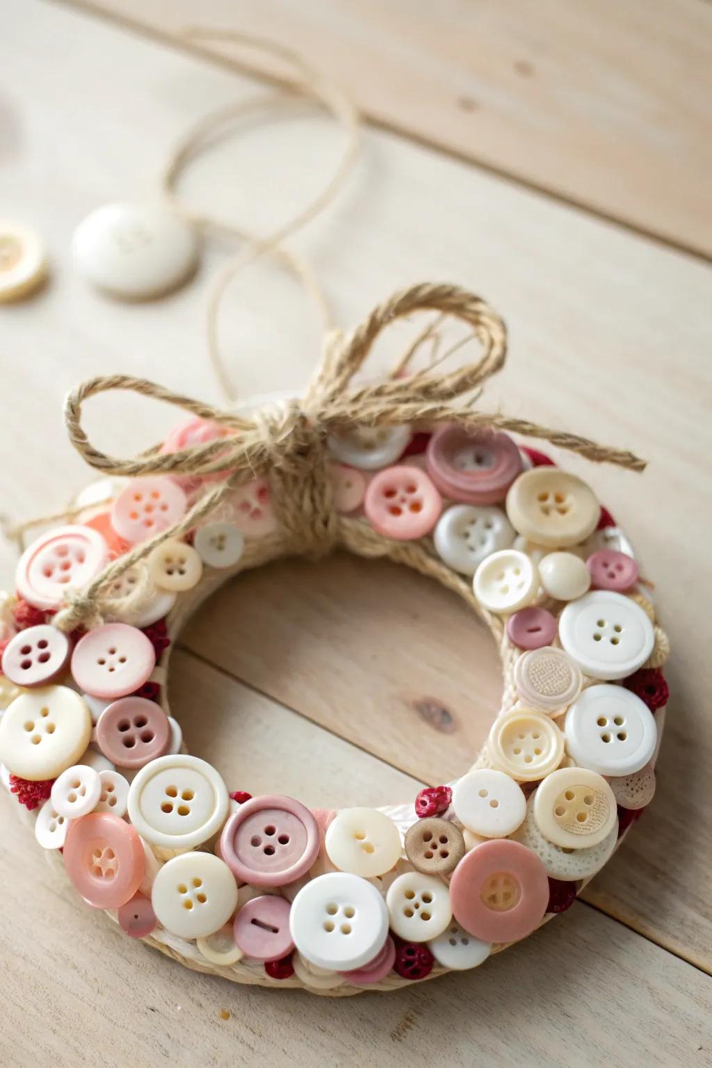 Crafting joy: This charming button wreath is a delightful and simple Christmas project for little hands!
