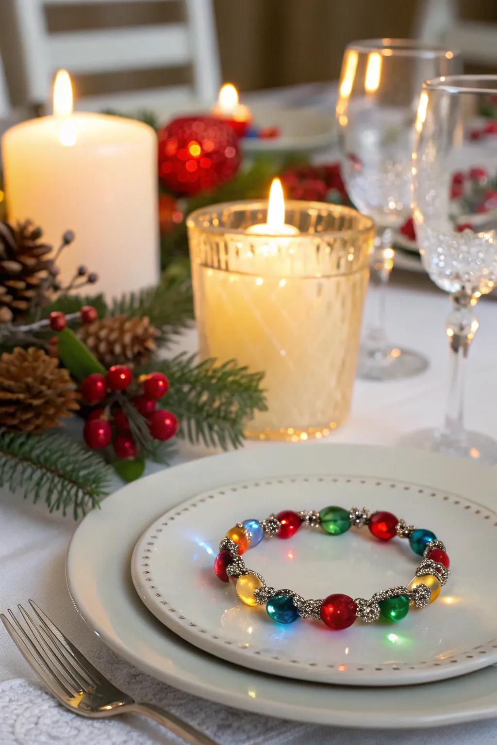 Light up your holidays with a colorful Christmas light bracelet.