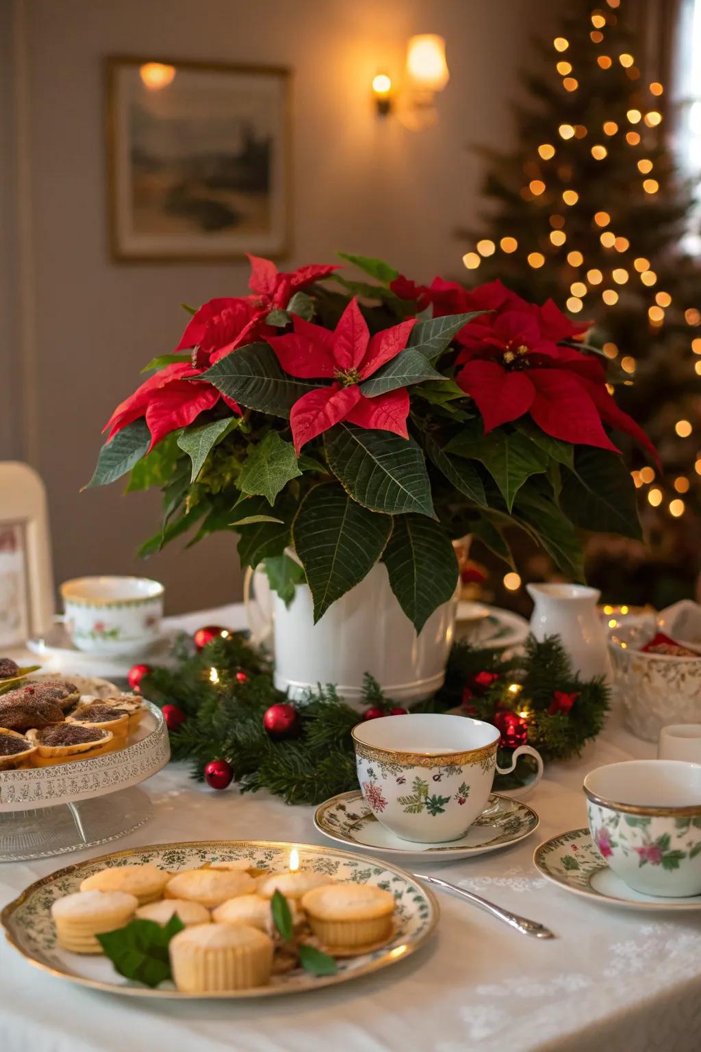 Seasonal flowers add a vibrant touch to the table.