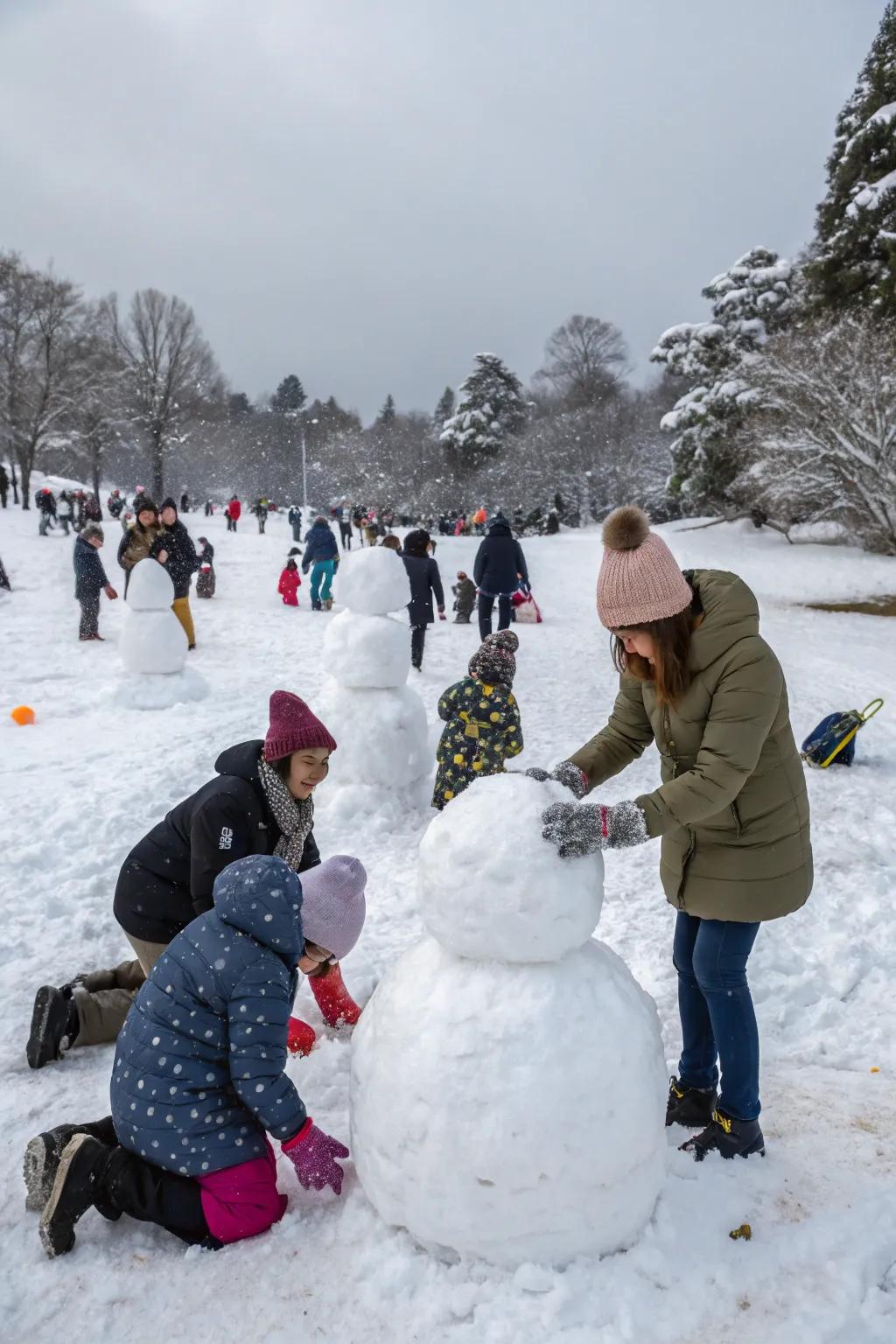 Get creative with an outdoor snowman building contest.