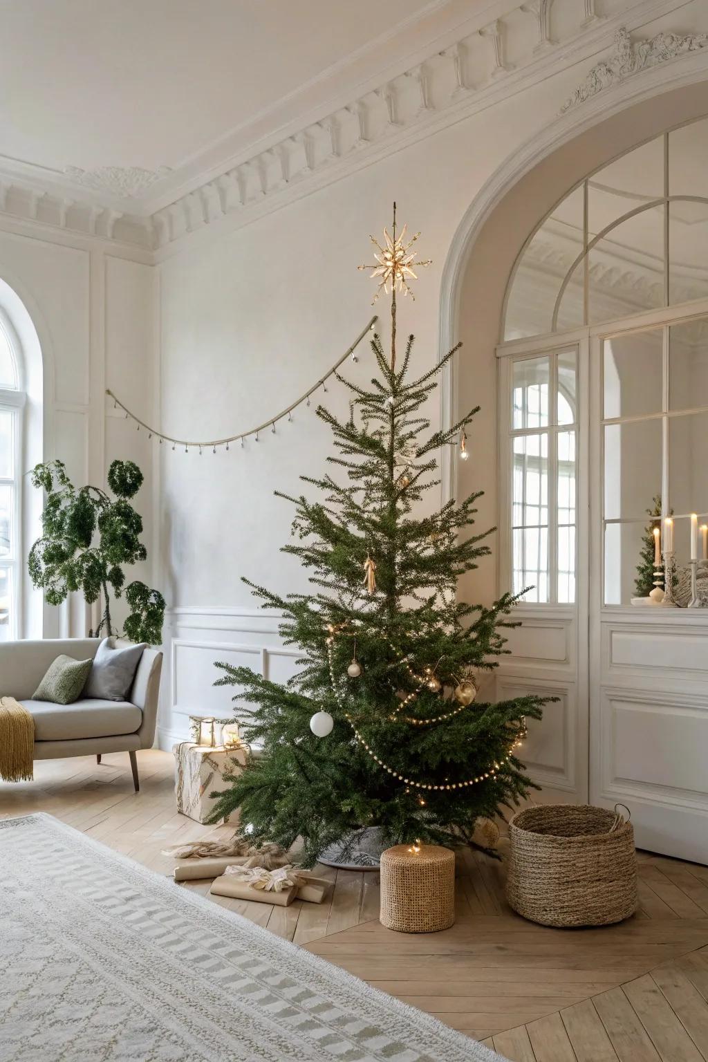 A minimalist Christmas tree with Nordic garlands