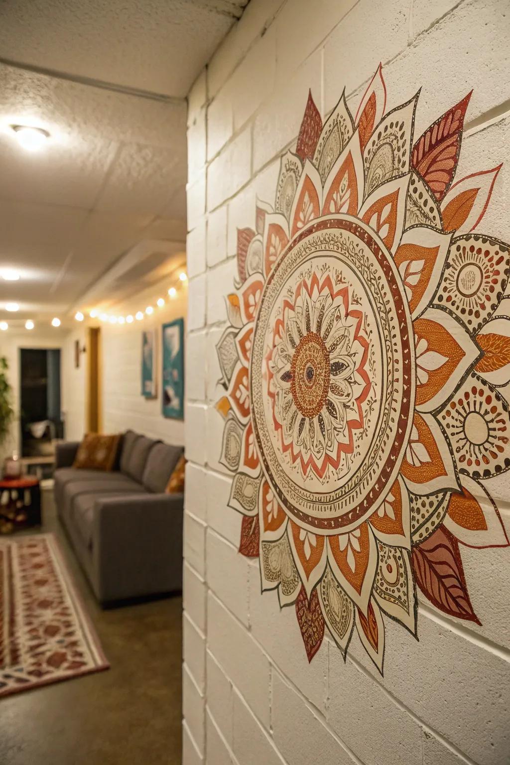 Mandala art infuses spaces with bohemian charm and creativity.