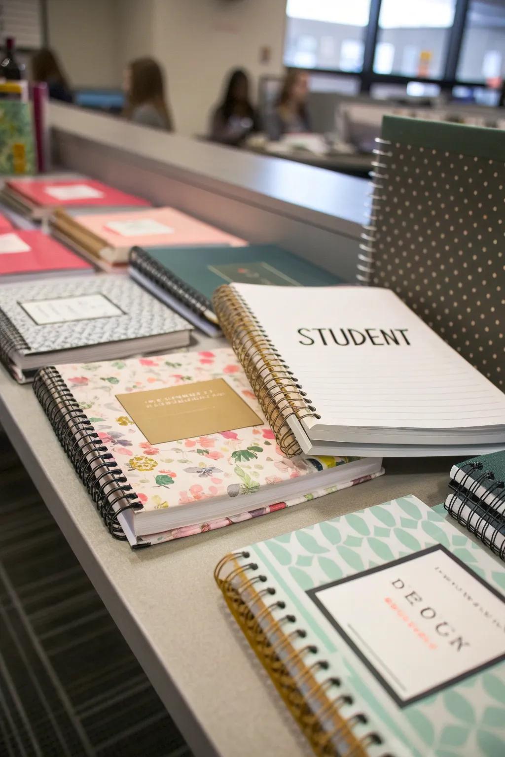 Personalized notebooks to encourage creative expression.