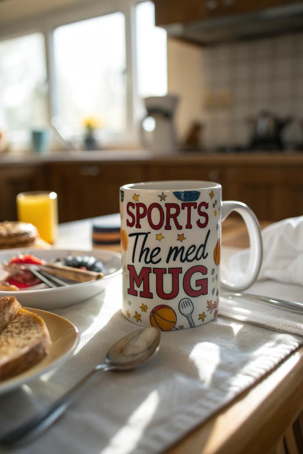 Brighten their morning with a custom sports-themed mug.