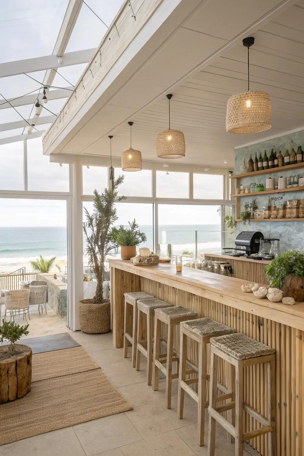 Bring the beach to your home with a coastal coffee bar.