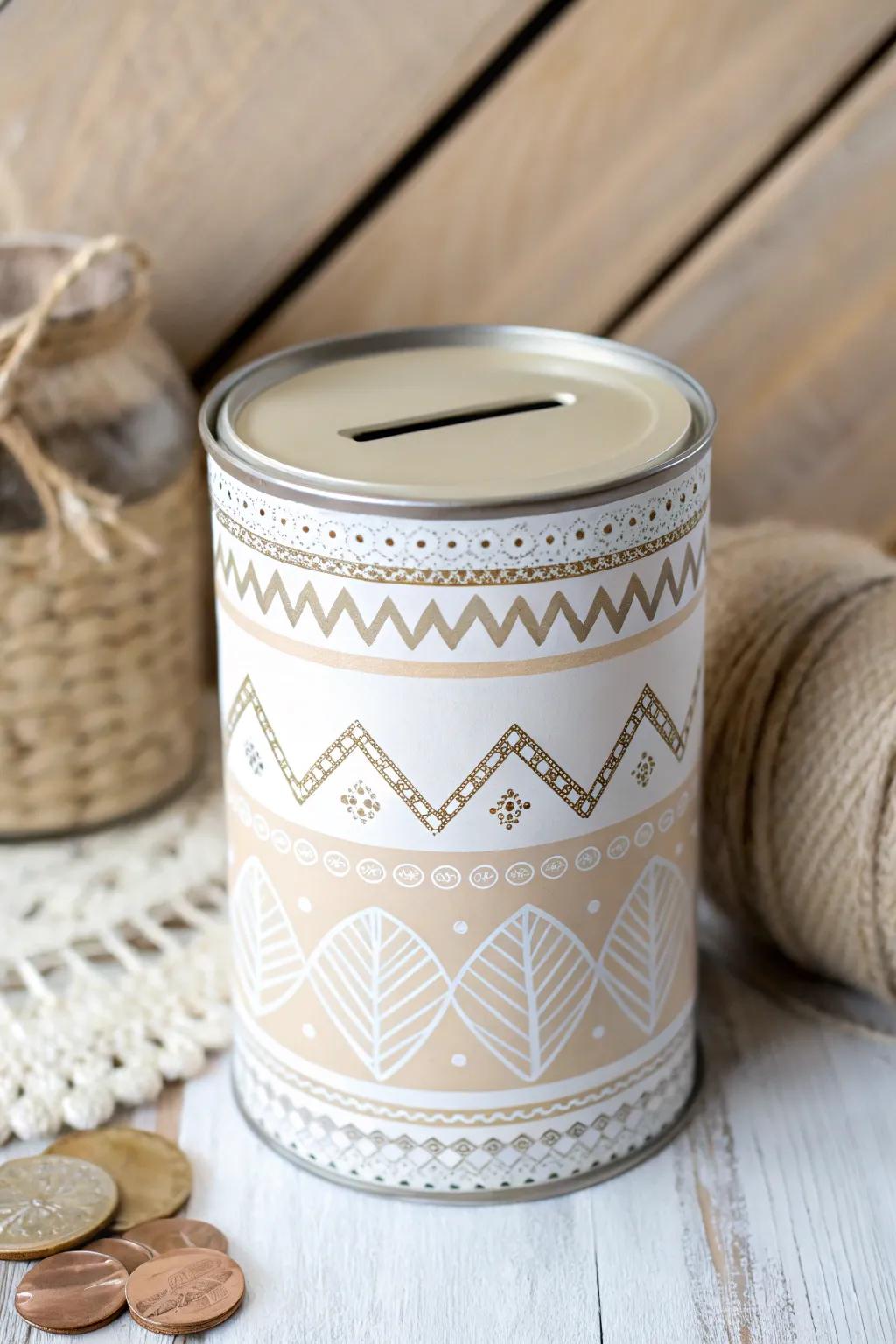 Transform your coffee can into a chic coin bank: a stylish blend of simplicity and creativity!