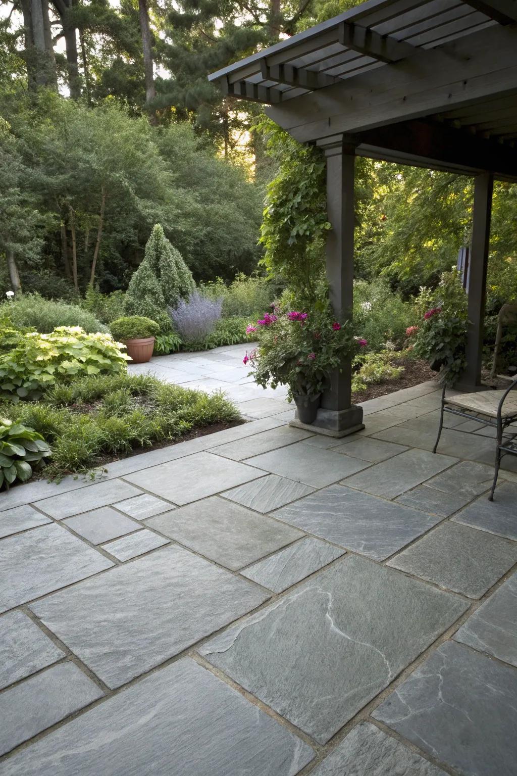 Slate concrete provides a sophisticated and natural stone look.