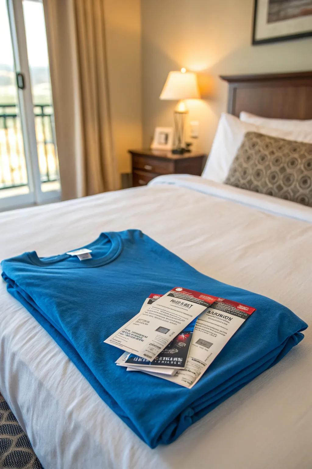 A concert-themed t-shirt conceals concert tickets inside.