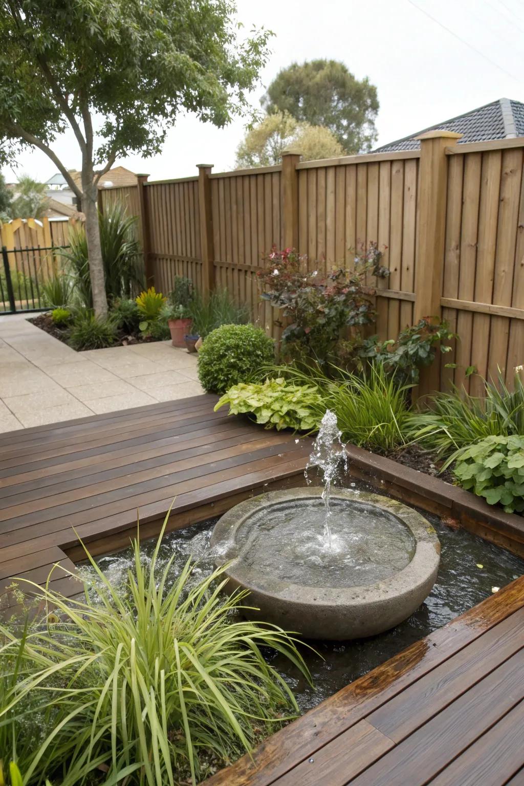 Add a soothing element to your deck with water features.