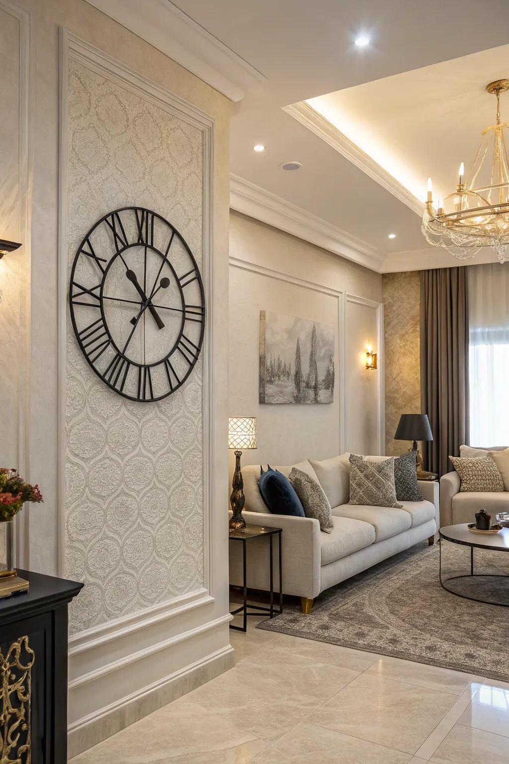 A sleek wall clock that adds a touch of elegance to any room.