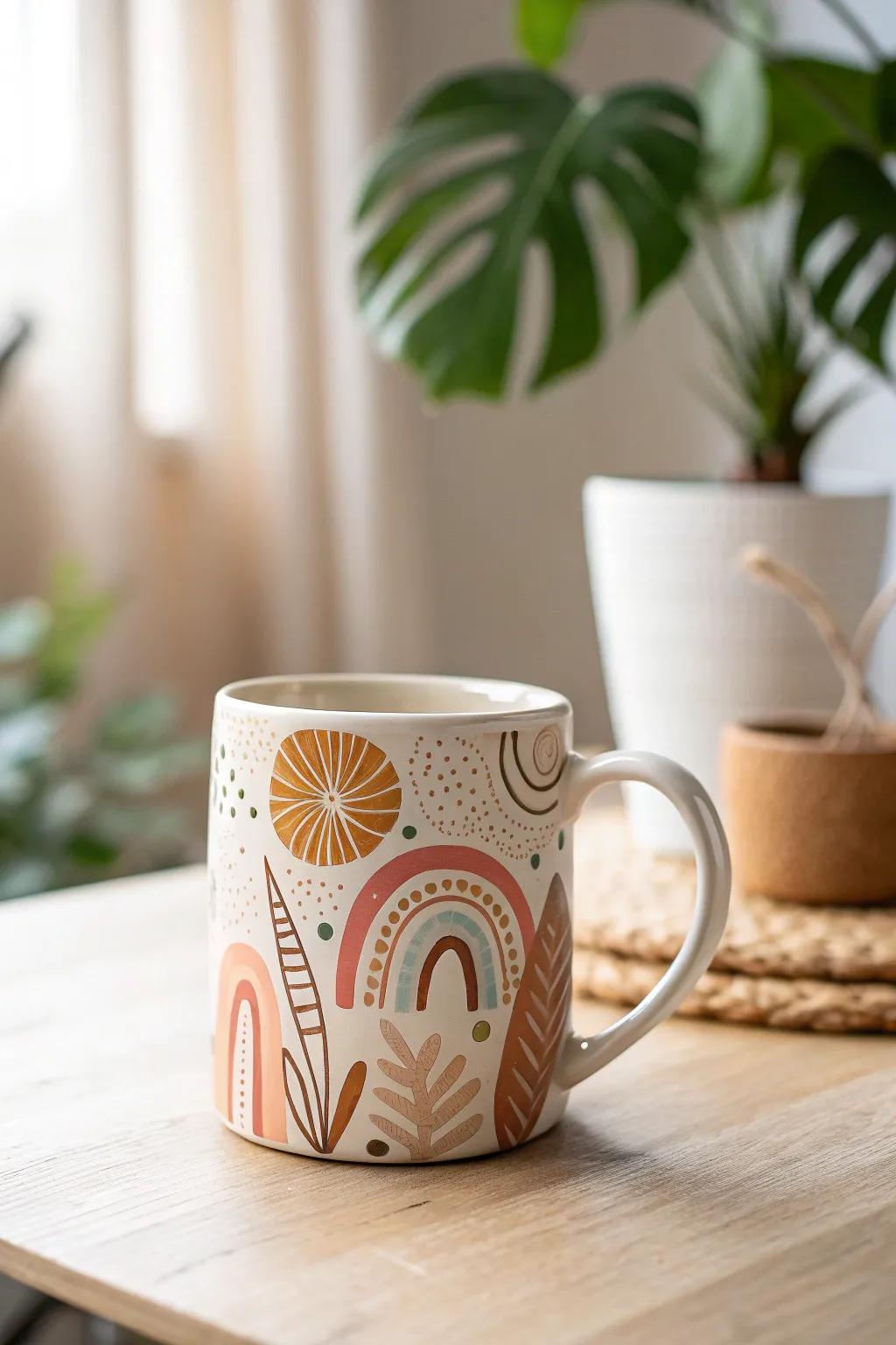 Brighten up your mornings with a touch of hand-crafted artistry. #ScandiBoho #HandPaintedMug