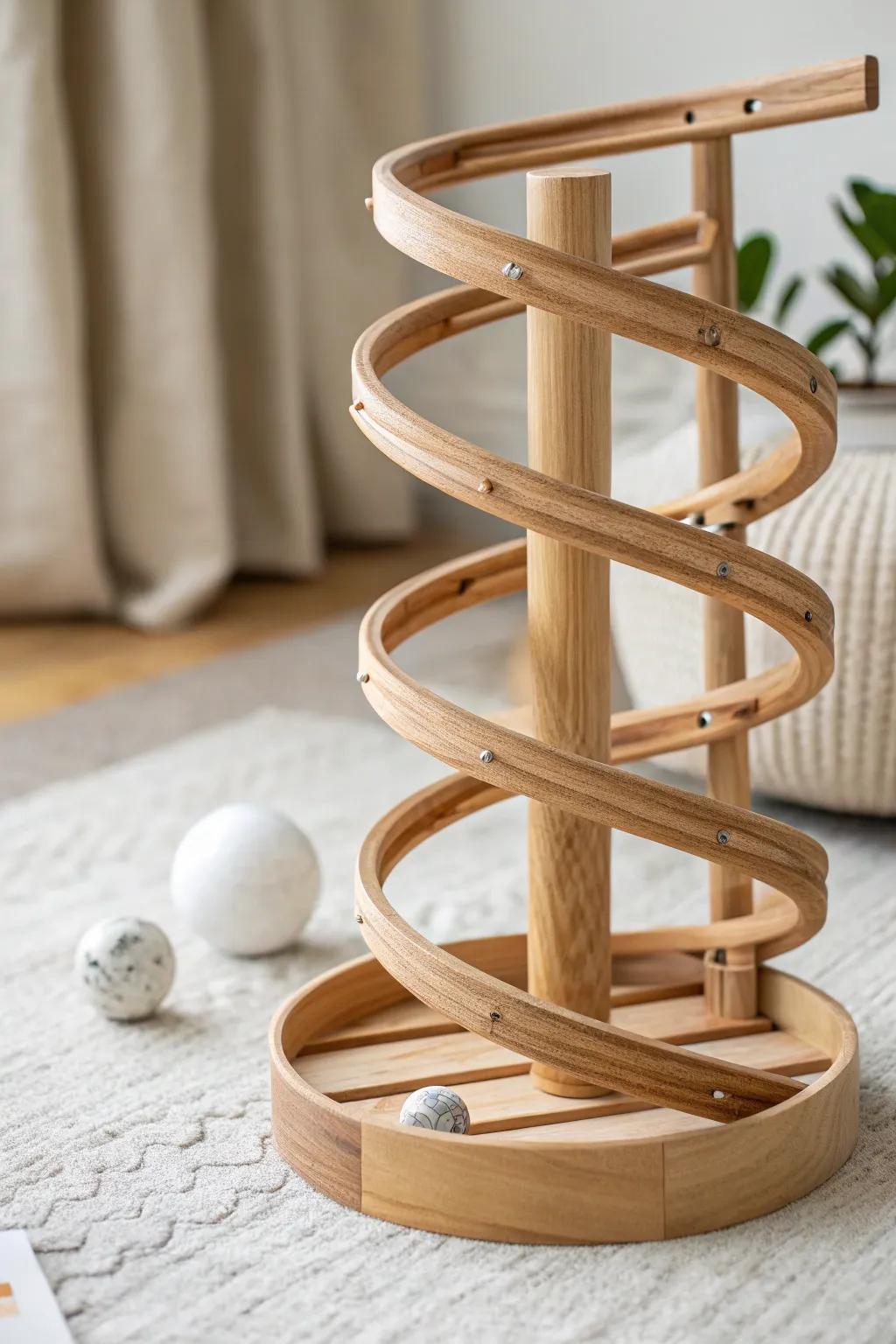 Elevate your DIY game with this stunning marble run crafted from natural sticks—where simplicity meets playful elegance.