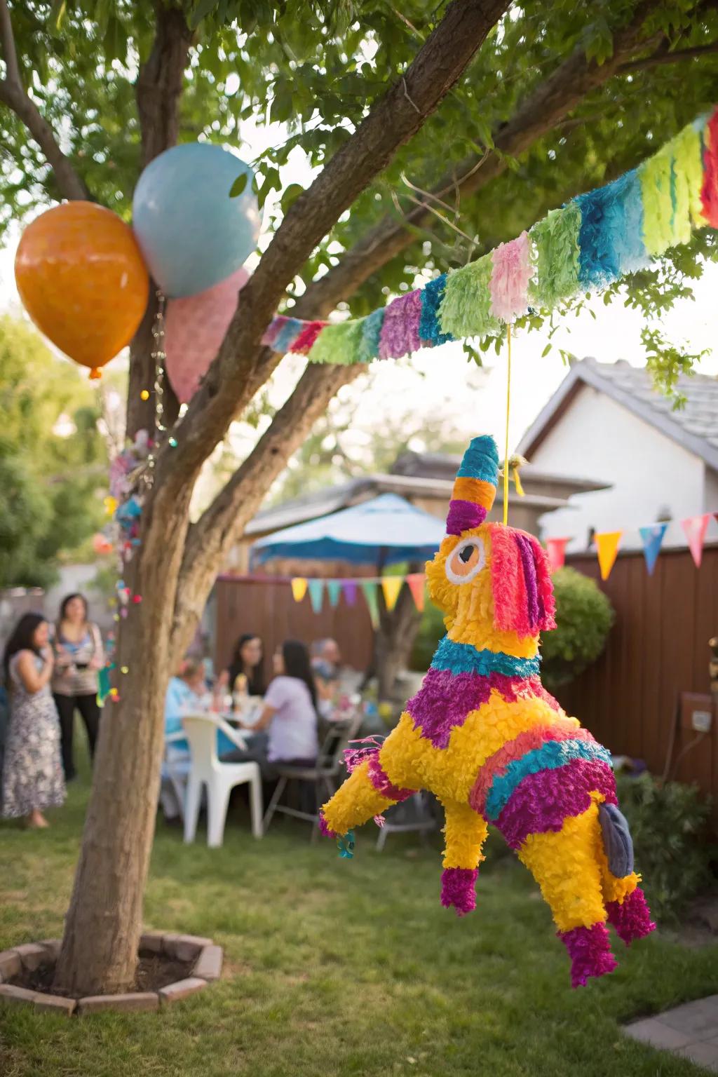 A colorful piñata ready to surprise with hidden cash inside.