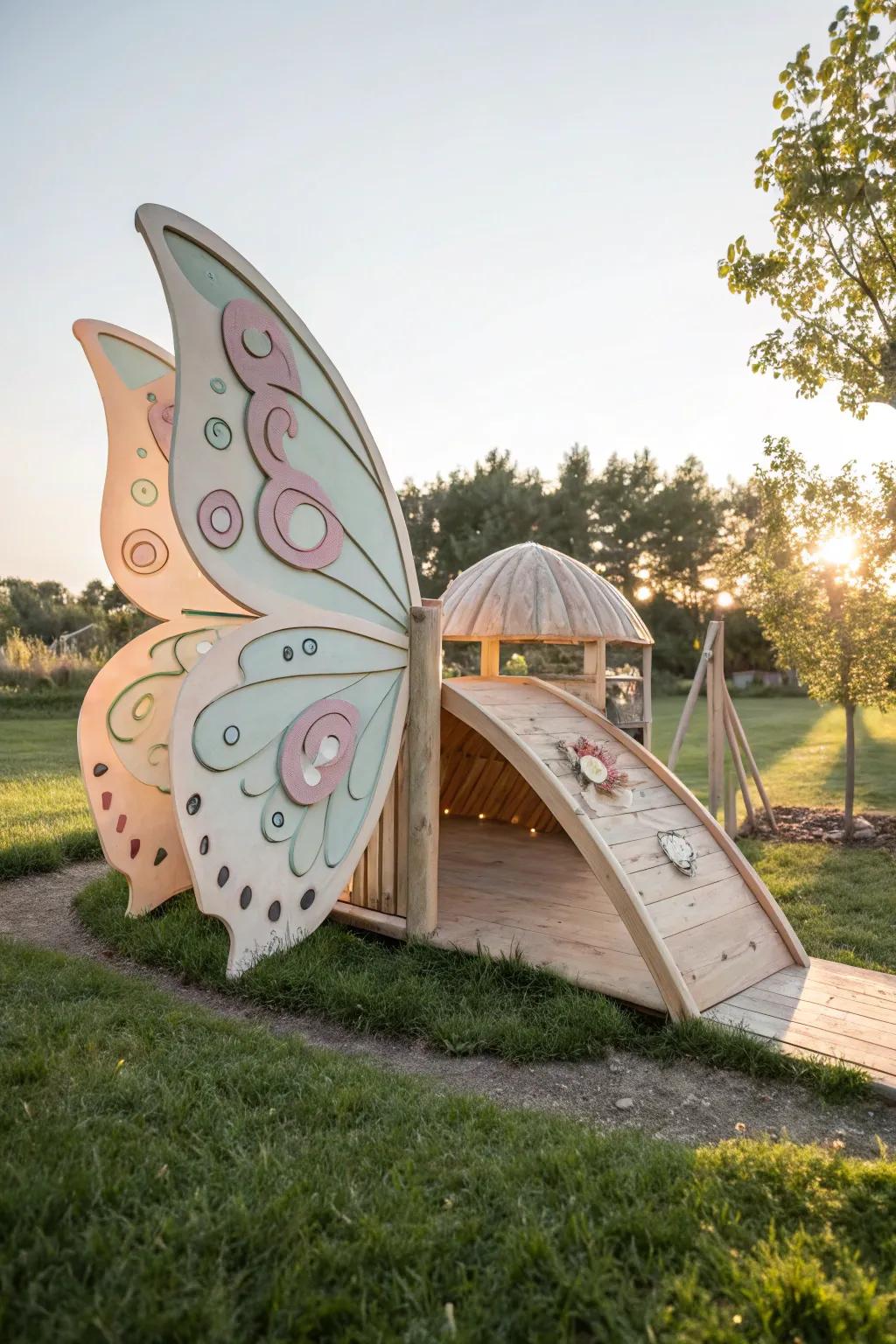 Step into a world of imagination with this enchanting butterfly playground—where nature meets play in minimalist elegance.