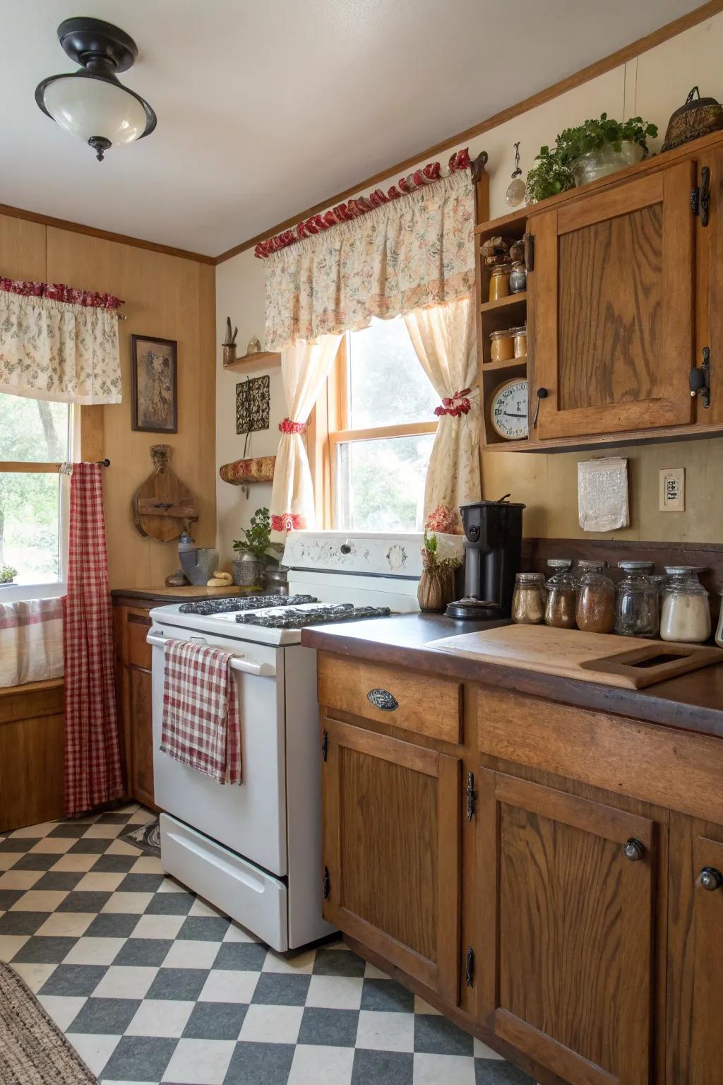 Café curtains bring a quaint charm to your kitchen space.