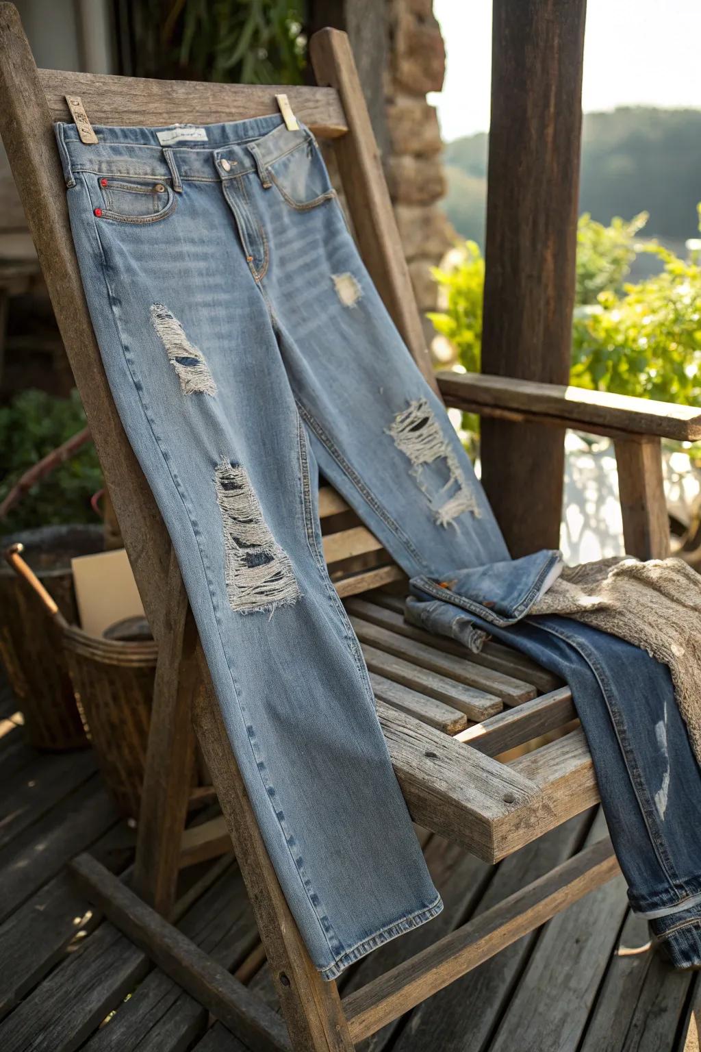 Distressed detailing adds character and a cool vibe to jeans.