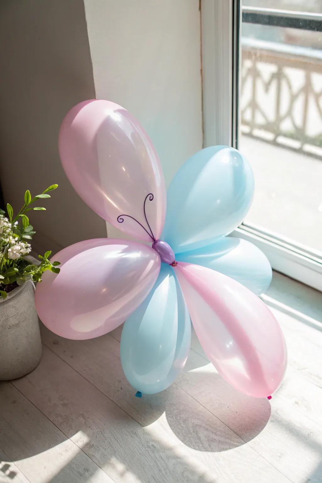 Delicate beauty captured in a whimsical balloon butterfly, perfect for adding a playful touch to any minimalist space.