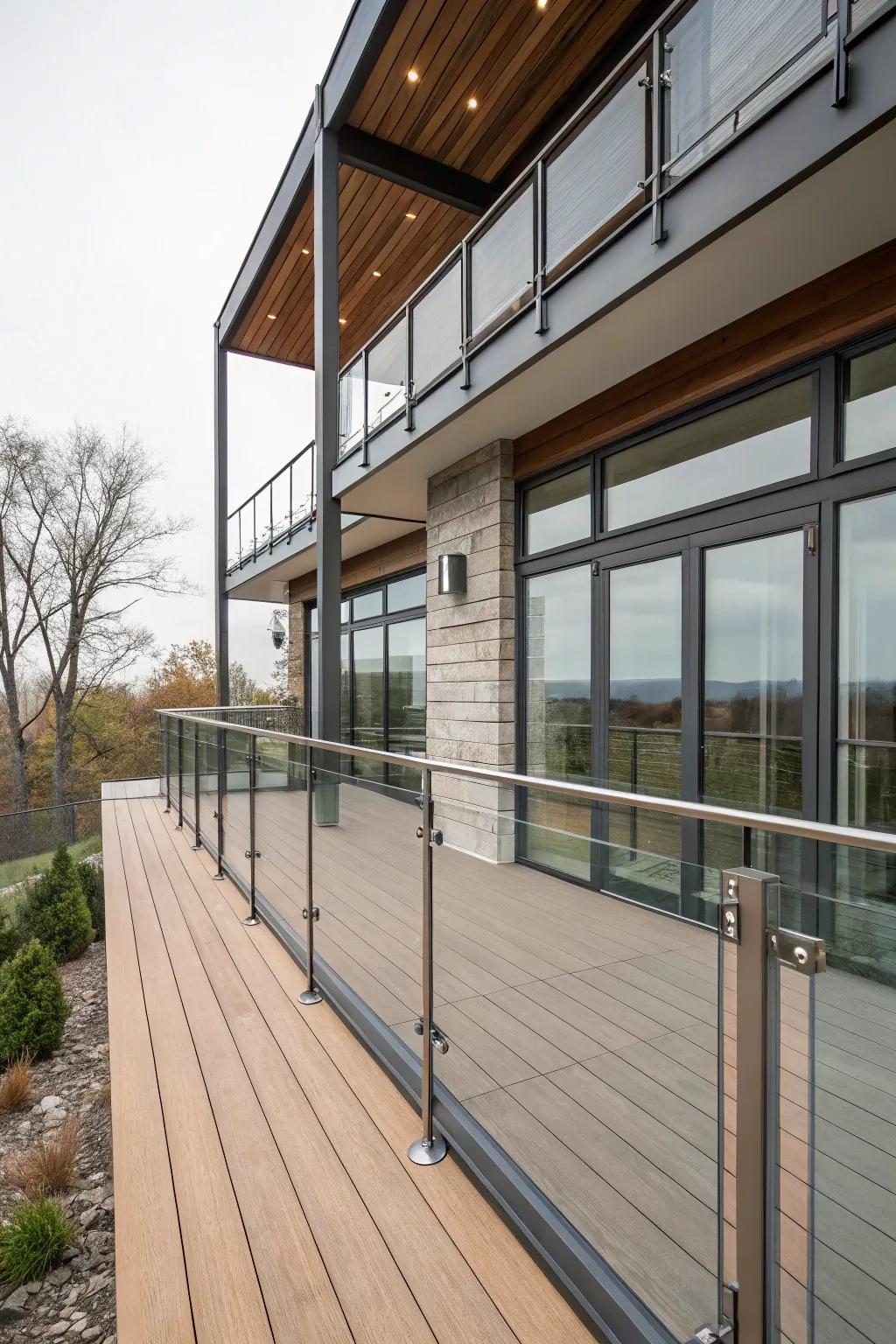 Mixed materials offer a modern and stylish deck design.