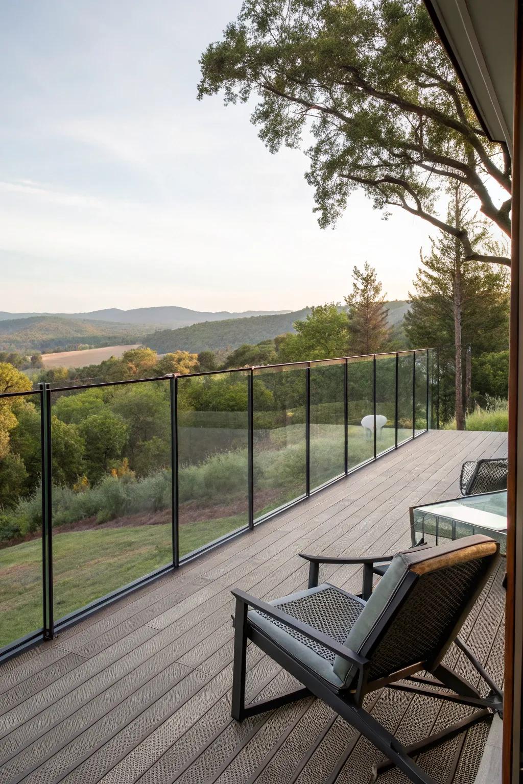 Enhance views with sleek glass and mesh railings.