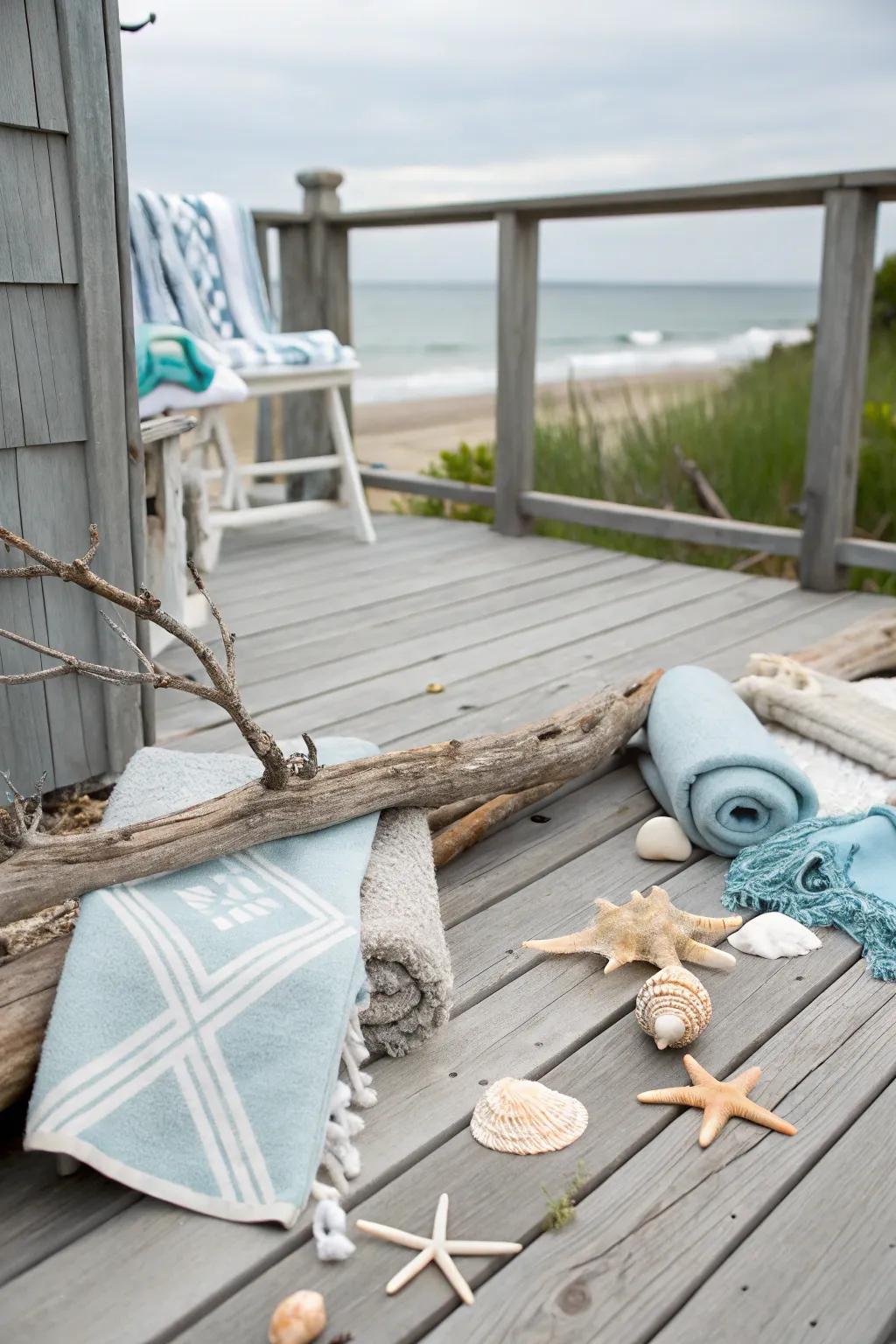 Driftwood gray stain gives a relaxed, beachy feel.