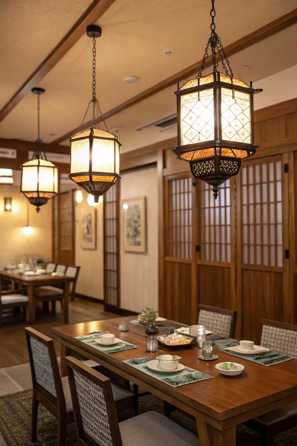 Traditional lanterns bring timeless elegance to your dining room.