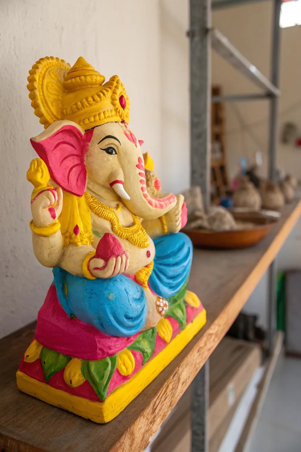 Bring divine blessings with a handmade clay Ganesh.