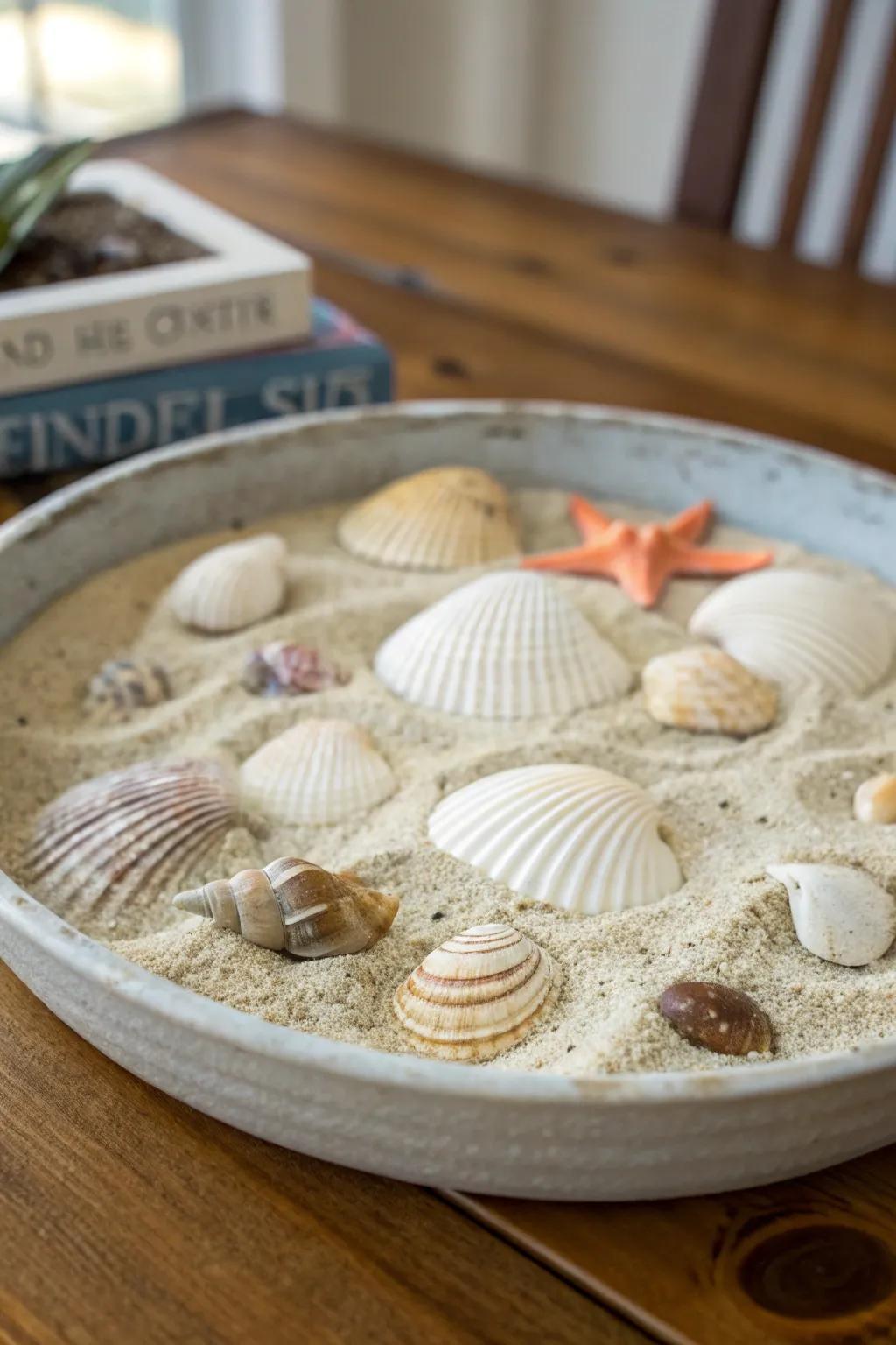 Seaside shell arrangement centerpiece