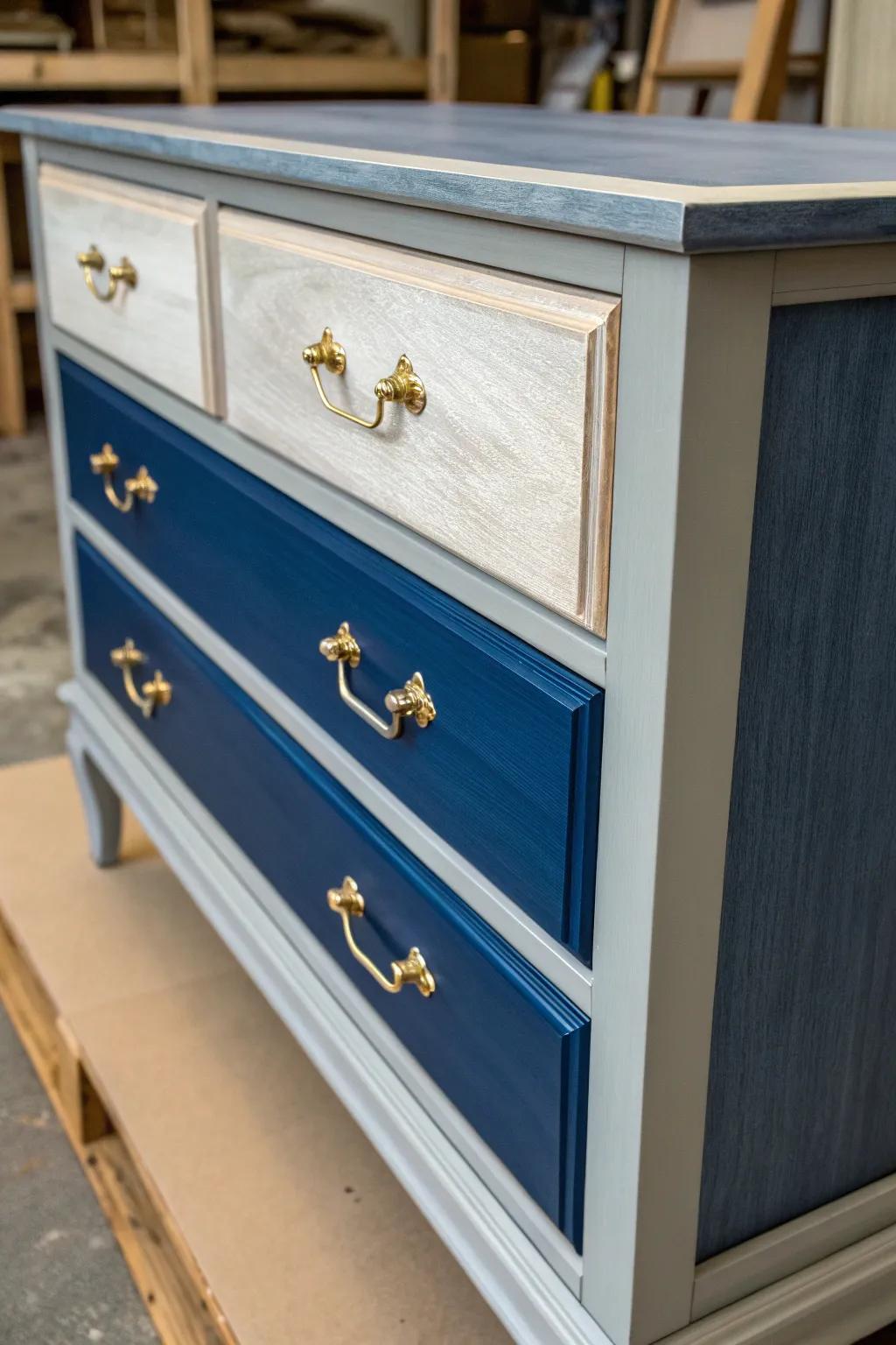 Elevate your space with a bold two-tone dresser that blends craftsmanship with elegance.