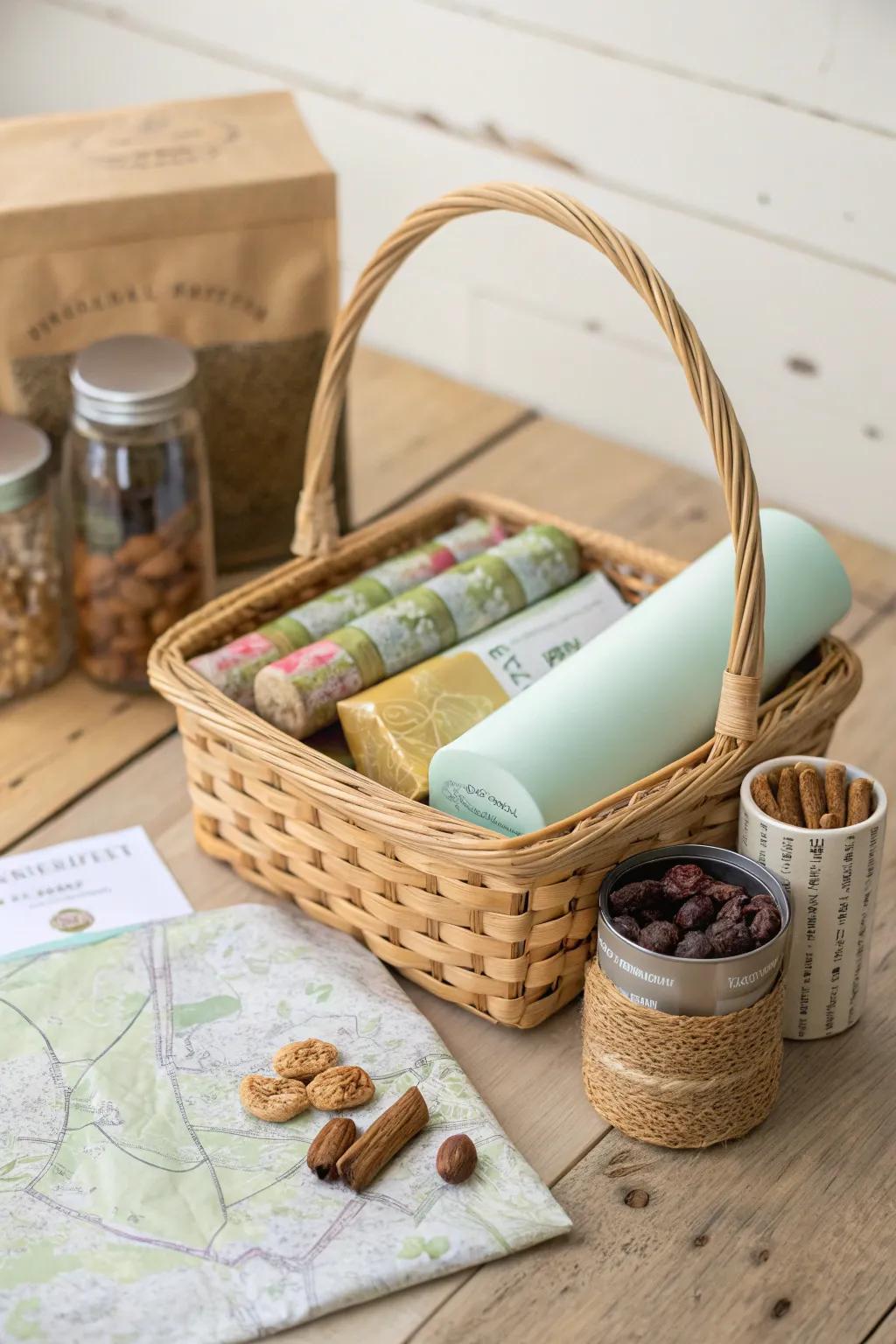 Embrace the spirit of adventure with this thoughtfully curated outdoor gift basket, perfect for those who cherish simplicity and natural beauty.