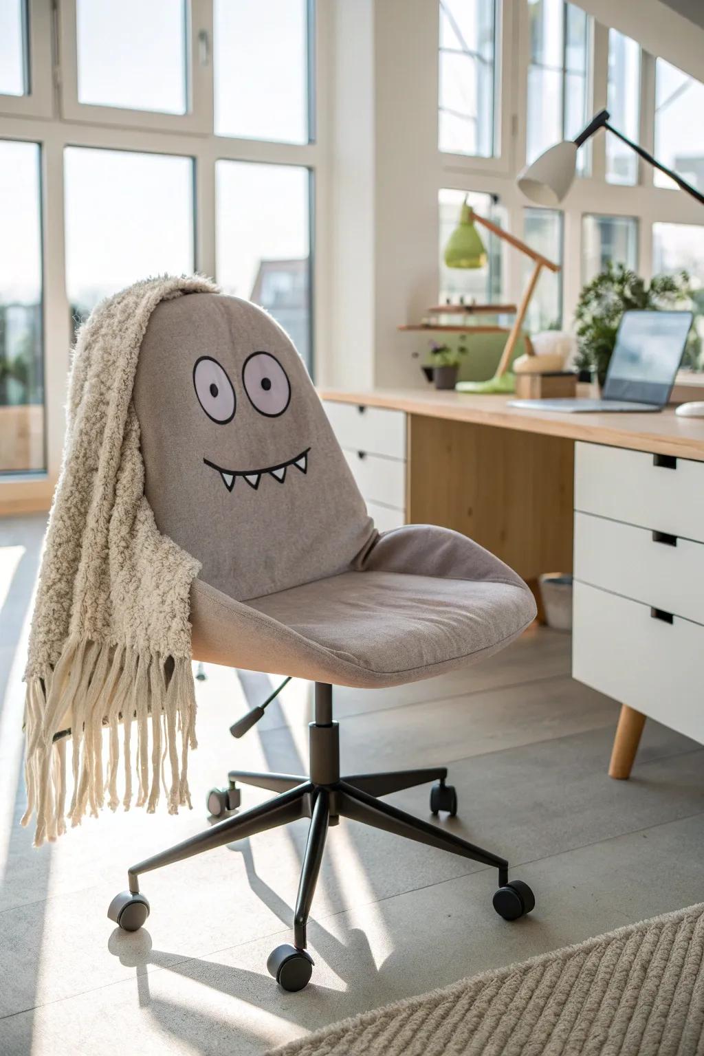 Transform your workspace into a whimsical wonderland with these charming monster chair covers!
