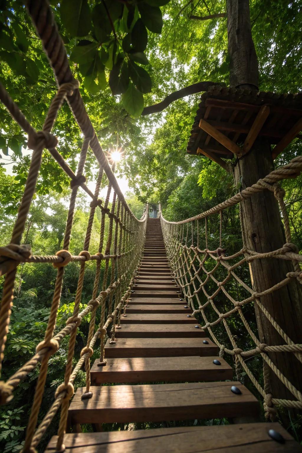 Embark on endless adventures with this masterfully crafted rope bridge.