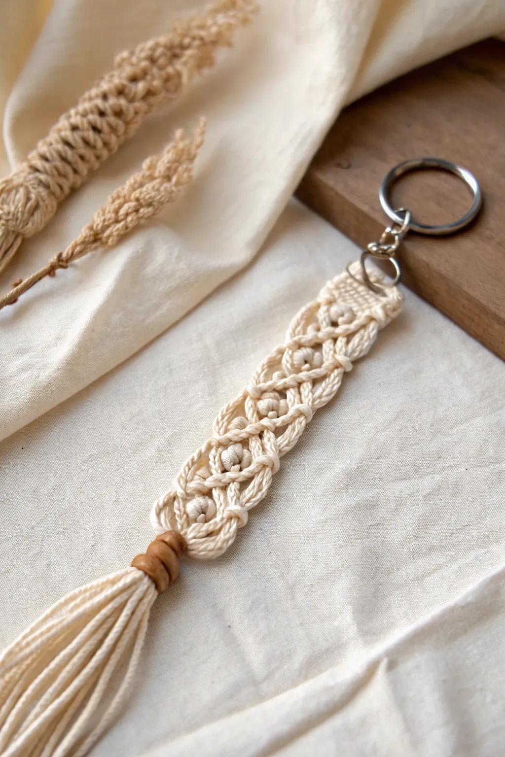 Elevate your everyday essentials with a touch of handcrafted boho elegance. 🌿🔑 #MacrameMagic #BohoStyle