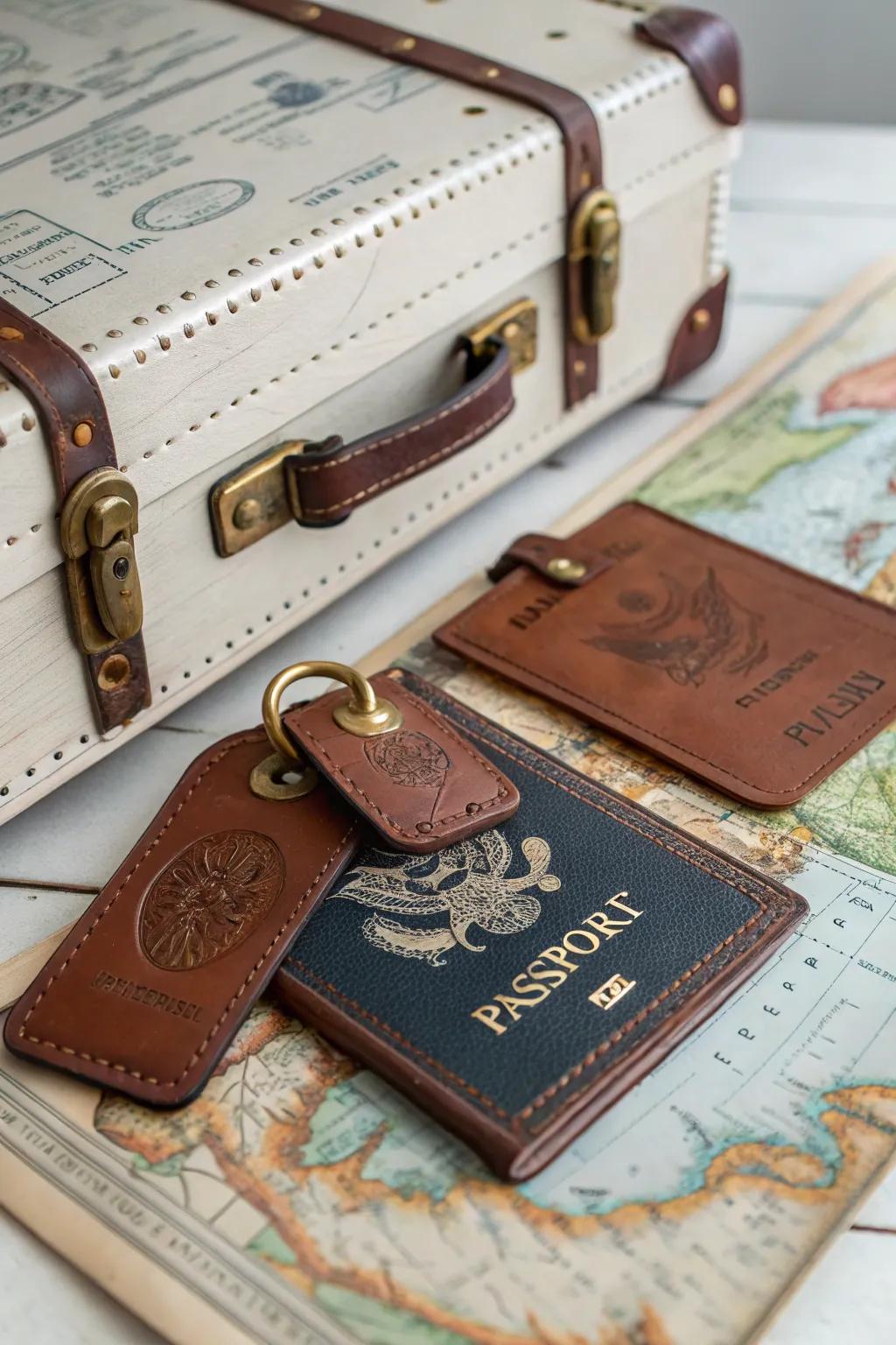 Stylish and personalized leather luggage tags for the avid traveler.