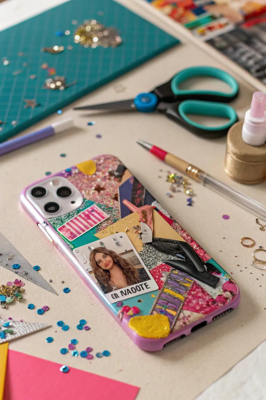 Express your creativity with a collage phone case.