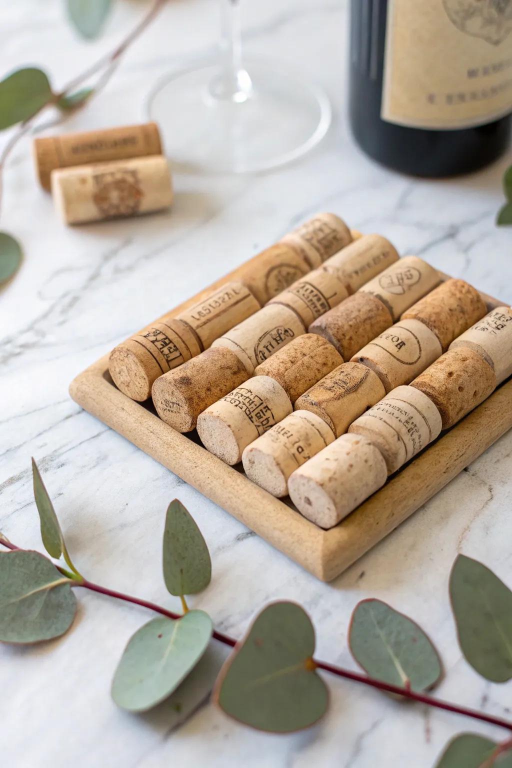 Elevate your table setting with these charming DIY wine cork coasters – a perfect blend of style and sustainability.