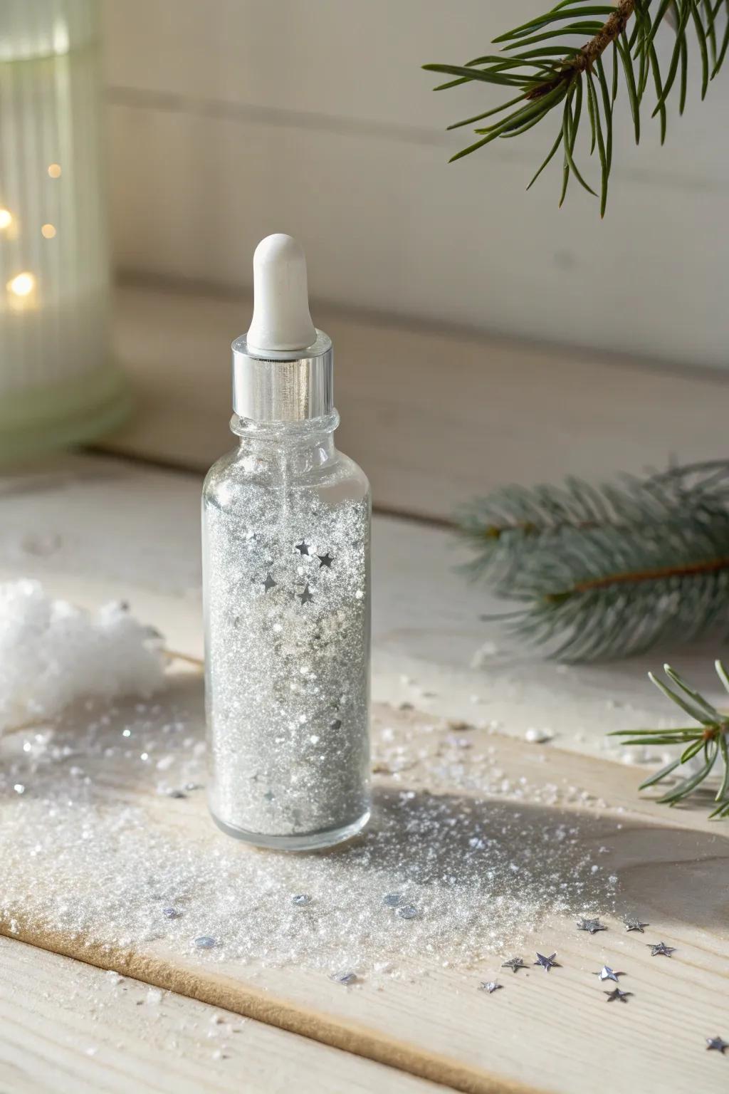 Capture the magic of winter with a DIY sensory bottle that sparkles like freshly fallen snow.