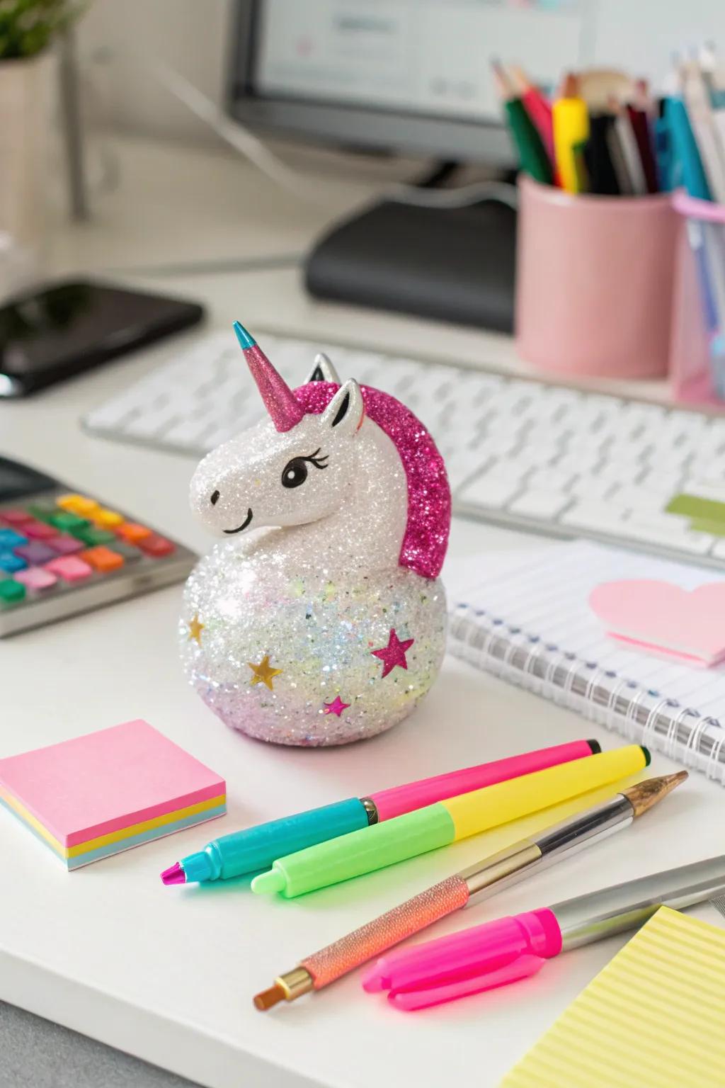 Ease your stress with a unicorn stress ball.