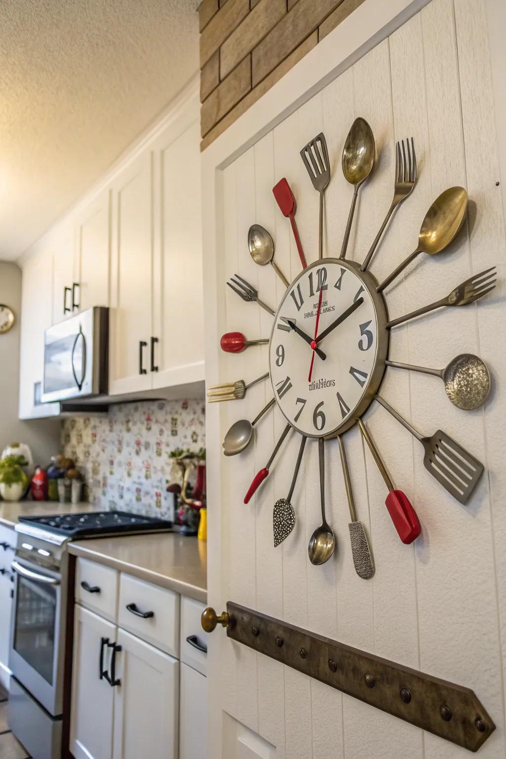 Spice up your kitchen with a kitchen tool clock.