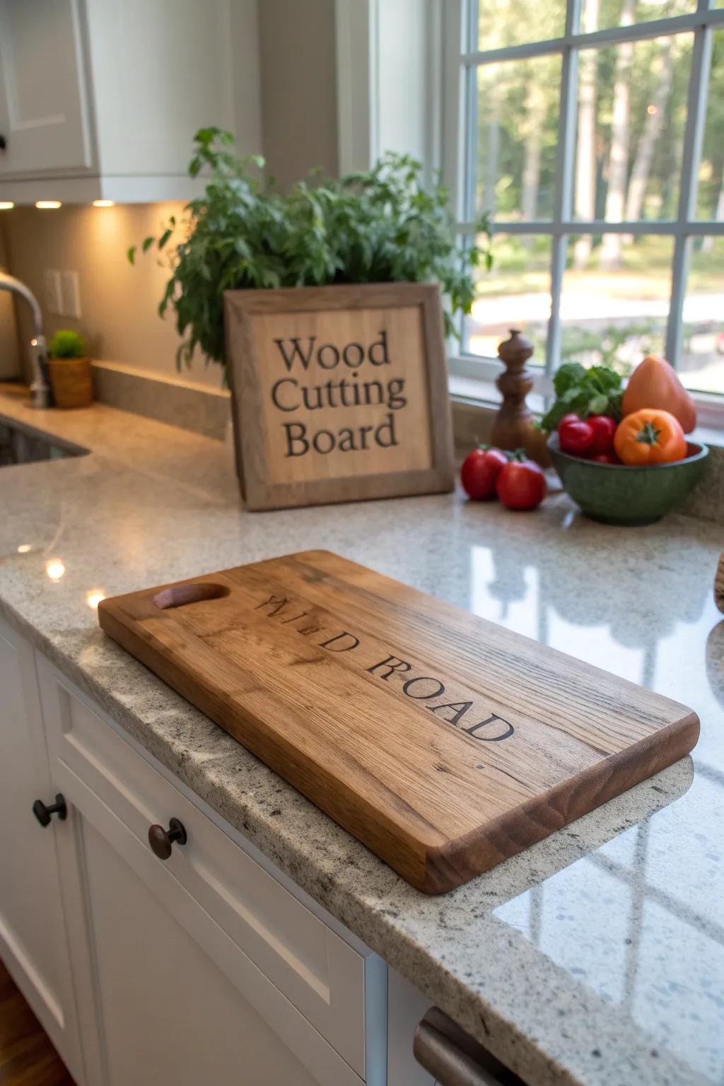 A personalized cutting board for culinary elegance.