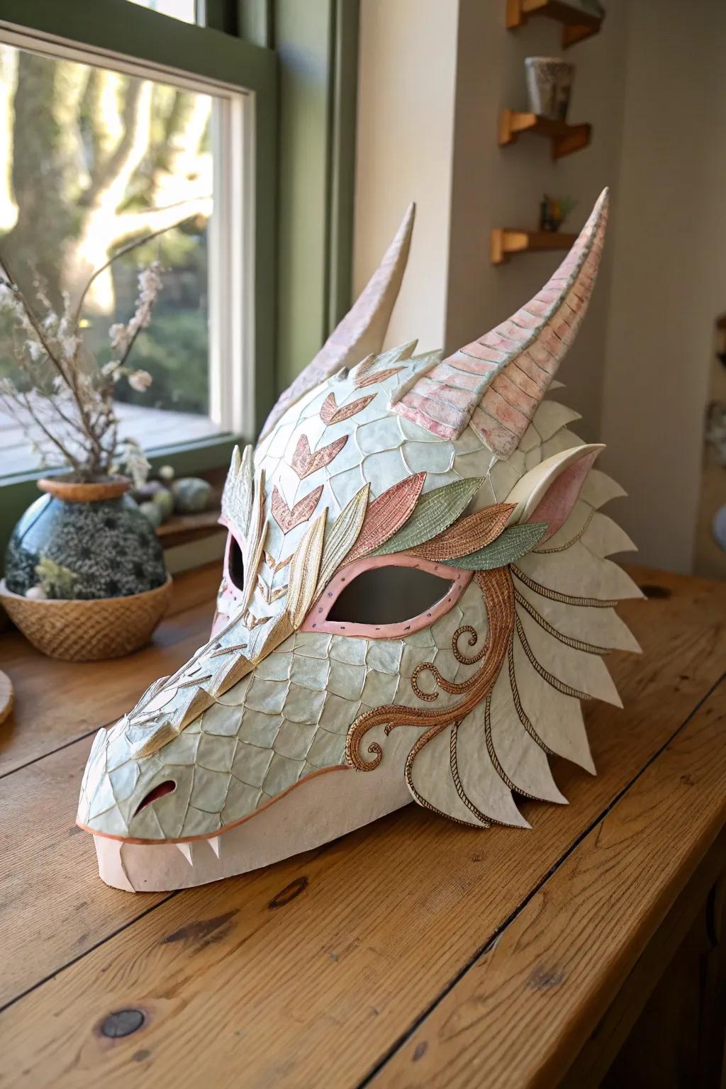 Unveil the magic of your creativity with a whimsical dragon mask. Simplicity meets artistry in this captivating piece.