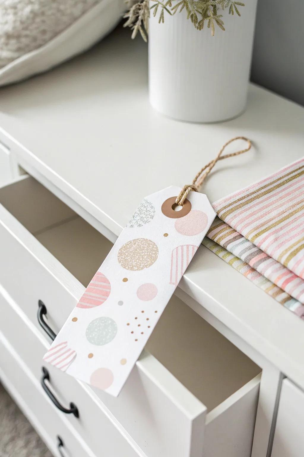 Add a splash of whimsy to your space with playful patterned labels, where minimalism meets boho charm.