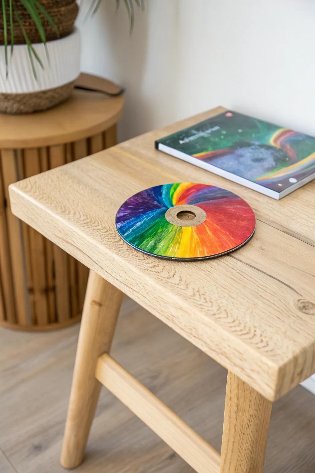 Unleash a burst of color with this rainbow explosion craft—minimalist elegance meets vibrant creativity.