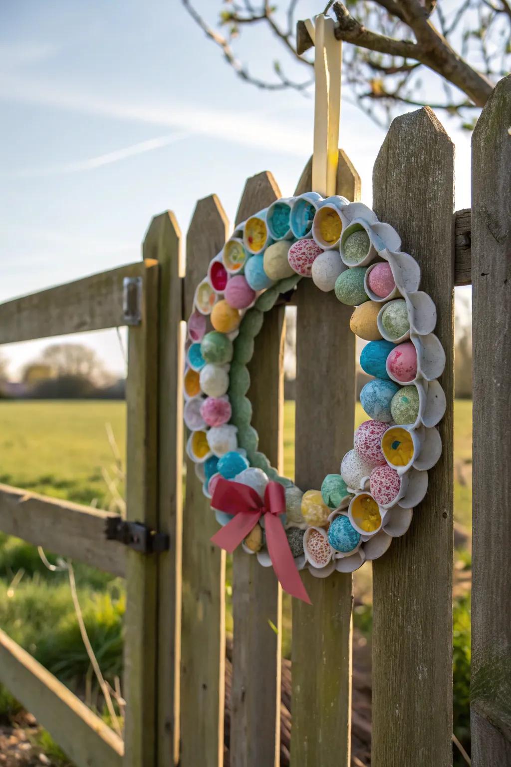 Go green with an upcycled egg carton Easter wreath.