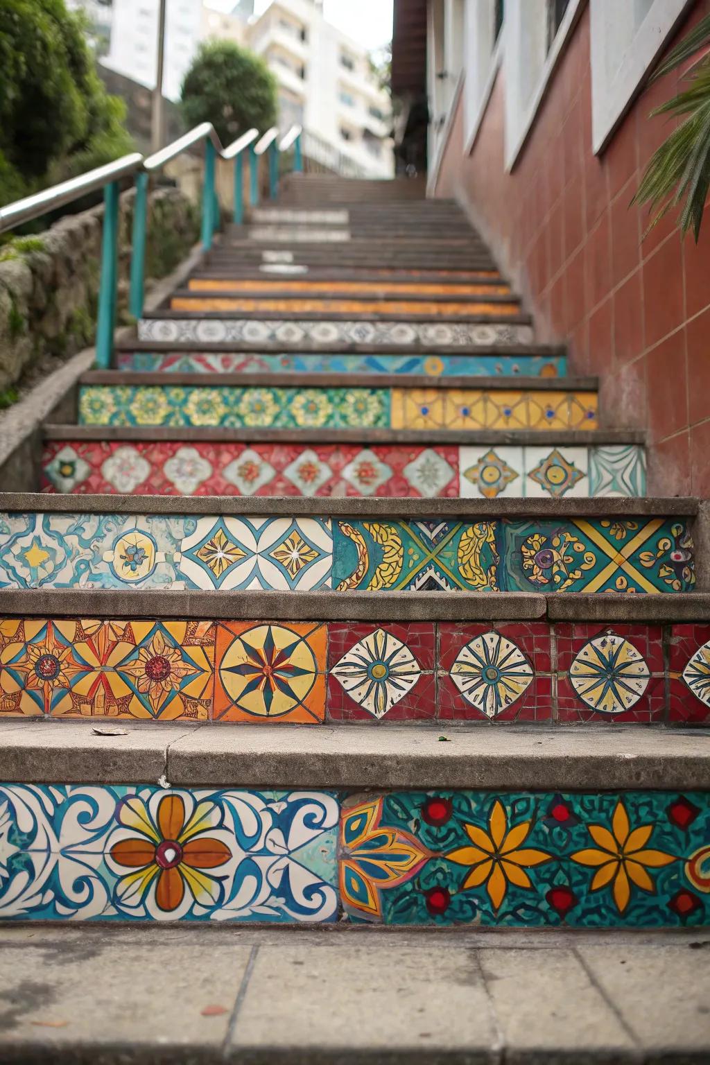 Transform your staircase with creative stenciling.