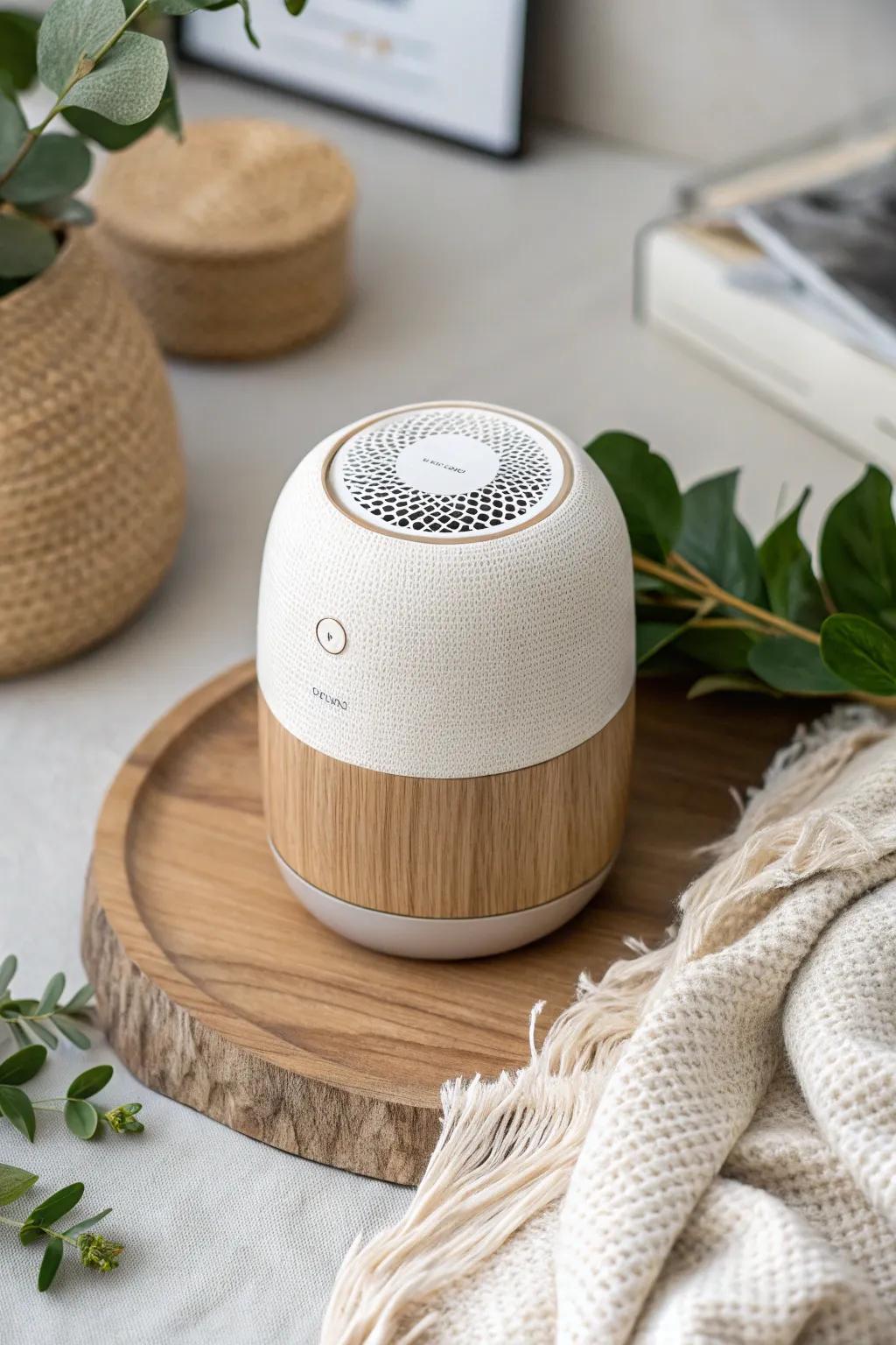 Breathe easy with style: Embrace clean air on the go with this chic, minimalist wearable purifier.