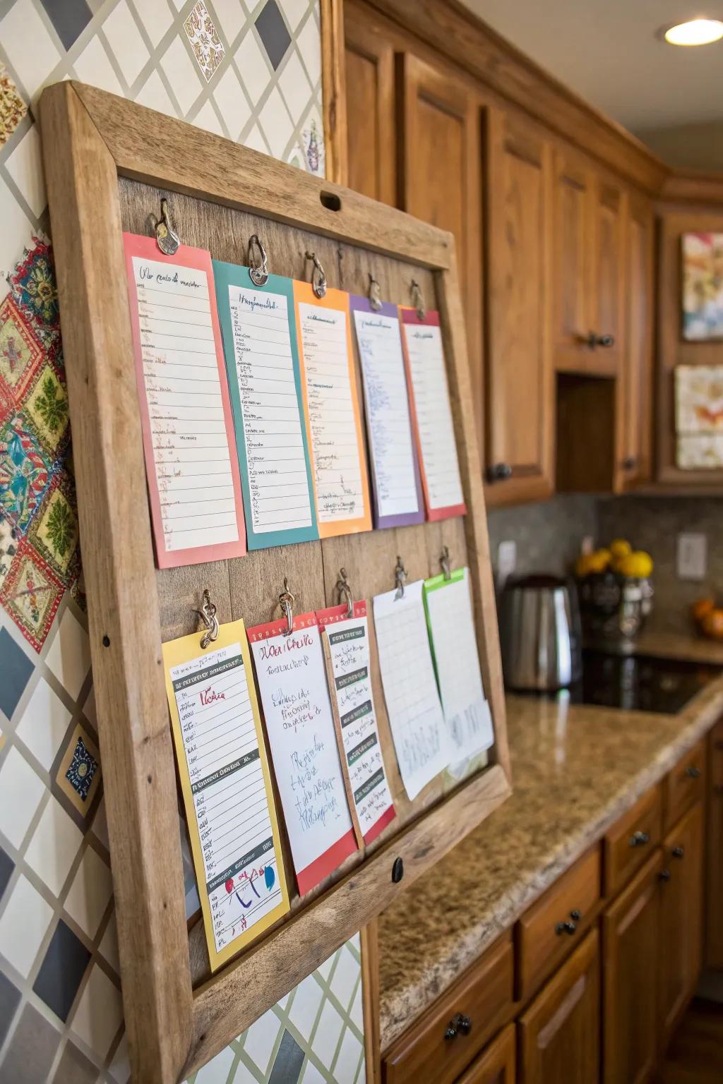 A recipe exchange board in the kitchen, perfect for culinary inspiration.