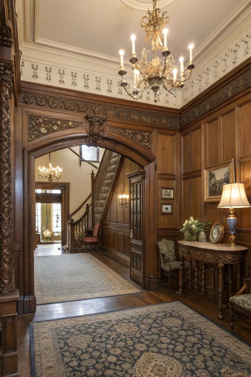 Victorian wainscoting brings historical elegance to your entryway.