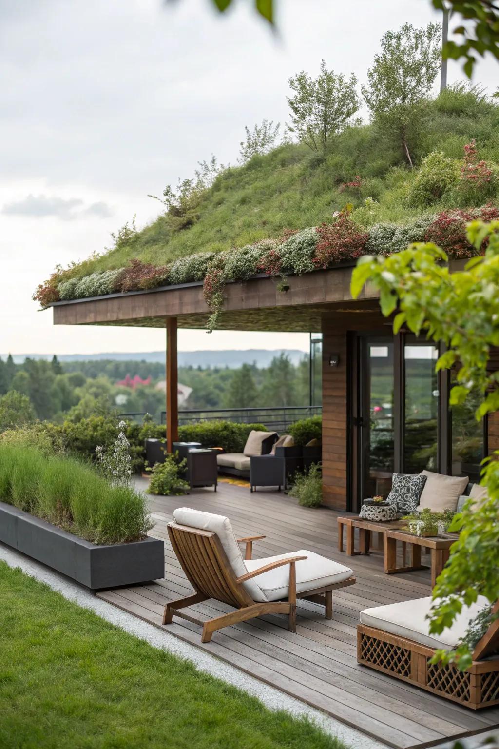 A living roof enhances your patio with greenery and insulation.