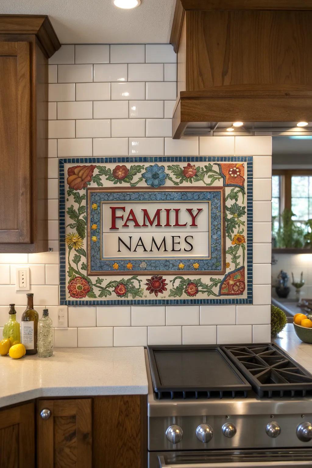 Add artistic charm with a hand-painted ceramic tile plaque.