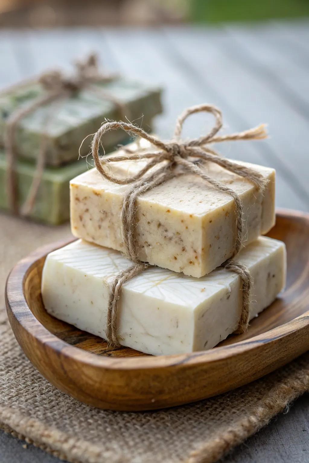 Handmade soap bars provide a touch of luxury with natural ingredients.